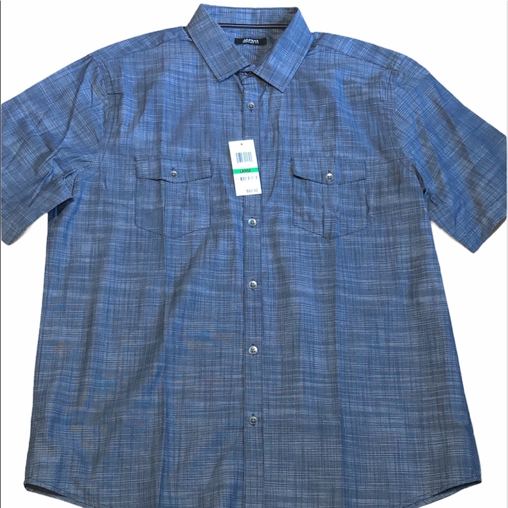 Alfani Men's Short Sleeve Button Down Shirt Sz L